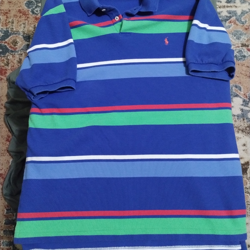 Vintage 90s Ralph Lauren Mens Size XL Color Block Striped Polo Shirt
